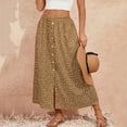 thumbnail image 5 of Lenago Skirts for Women Casual Summer Side Slit Button Print Elastic Waist Skirt, 5 of 7