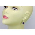 thumbnail image 4 of Sterling Silver Cubic Zirconia Purple Earrings Smooth Pear Teardrops Simulated Amethysts In Cz Everyday Dangles Designed for Adult Women, 4 of 4
