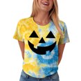 thumbnail image 4 of Ahadesign Summer Halloween Halloween T Shirt Women Vintage Graphic Coffee Tees Shirt Short Sleeve Casual Funny Halloween Party Shirts (Sky Blue,5XL), 4 of 5