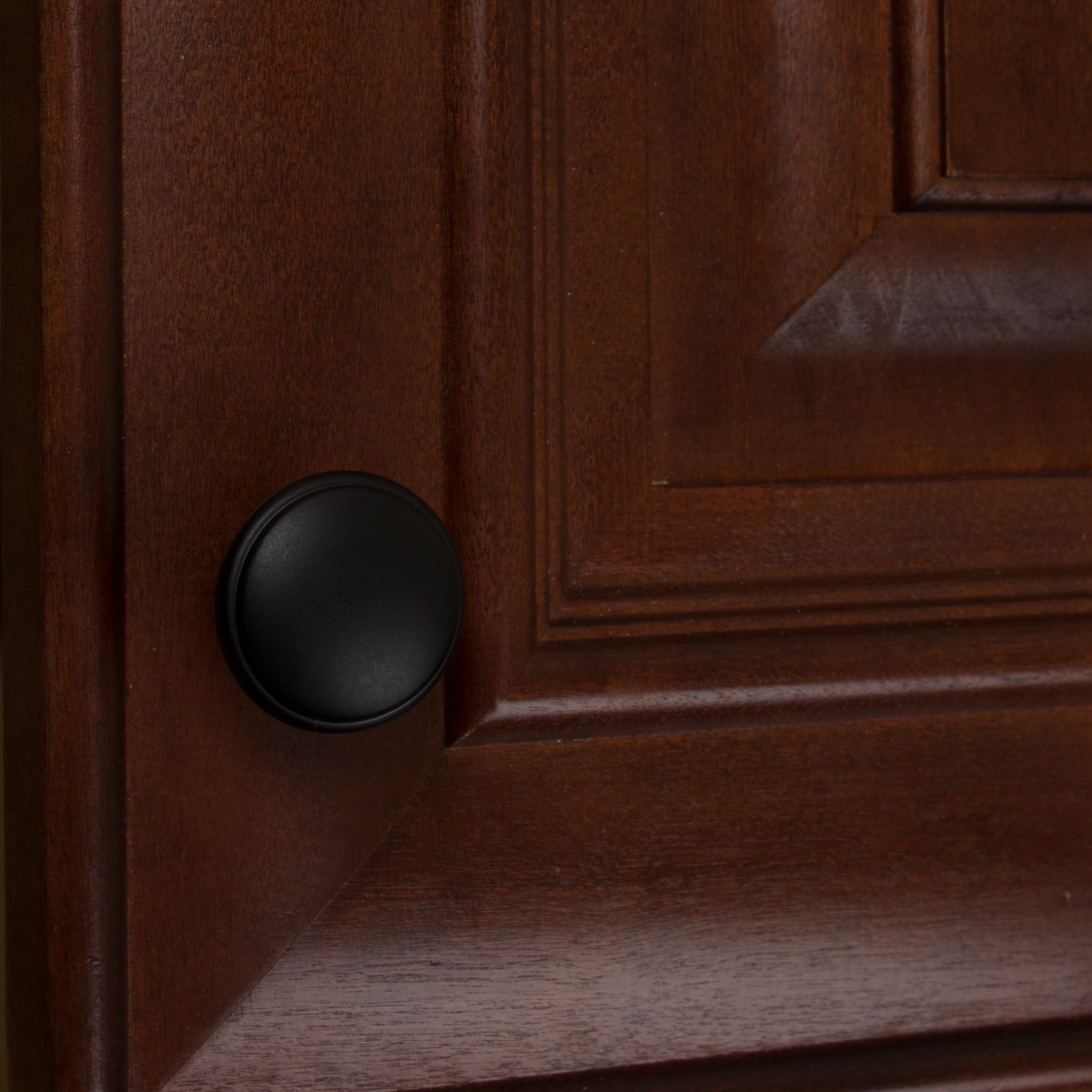 GlideRite 1.125 in. Round Ring Classic Cabinet Knob, Matte Black
