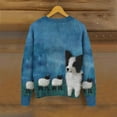 thumbnail image 4 of Sexlip Women's Fall Cute Open Front Knit Cardigan Sweater Winter Cozy Casual Loose Fit Button Down Long Sleeve Dog Pattern Print Coat Blue L, 4 of 4