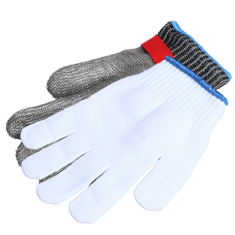 1Pcs Anti-cut Proof Stab Resistant Work Gloves with Metal Button Stainless Steel Wire Safety Cut Metal Mesh Butcher High Performance Level 5