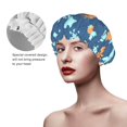 thumbnail image 4 of YFYANG Women's Double Waterproof Shower Cap, Blue Christmas Pattern Reusable Hair Cap for All Hair Styles and Head Sizes, 4 of 9