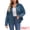 Dark Blue, variant on Women's Long Sleeve Button Down Pockets Western Denim Jacket 2XL Gray Blue