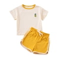 thumbnail image 2 of Cethrio Girls Cotton Outfit Sets, Casual Summer 2 Piece Short Sleeve Kids Clothing sets Yellow Size 6, 2 of 4