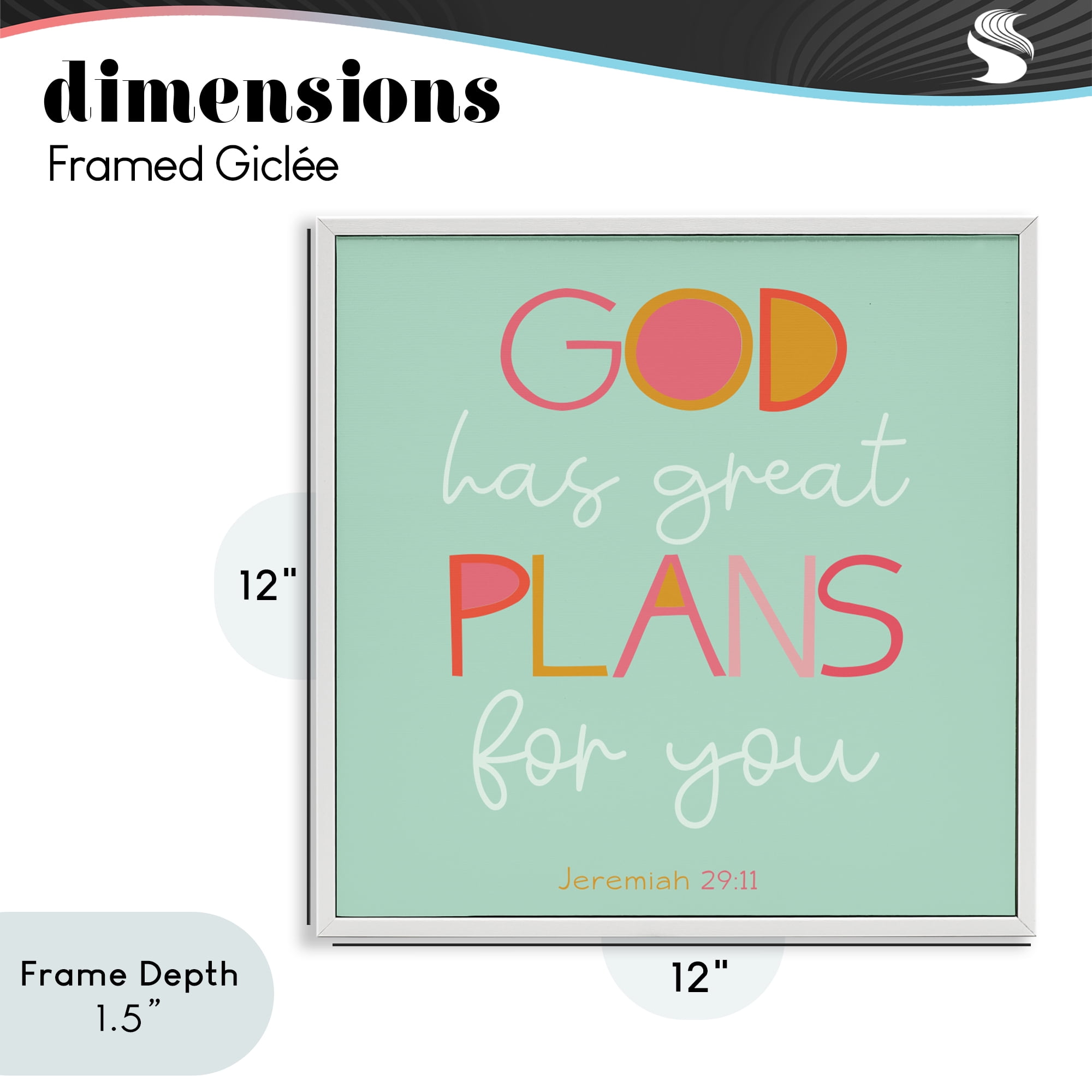 Stupell Industries Green God's Plans For You White Framed Giclee Art, design by SD Graphics Studio