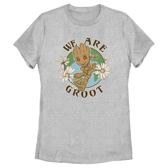 Women's Guardians of the Galaxy Earth Day We Are Groot  Graphic Tee Athletic Heather Large