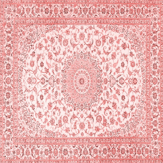 Ahgly Company Indoor Square Medallion Red Traditional Area Rugs, 6' Square