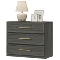 thumbnail image 4 of SICOTAS 31.3" W 3-Drawer Nightstand with Oversized Large Storage , Modern Night Stands Bedside Table with Adjustable Feet & Gold Handles for Bedroom Living Room Entryway, Dark Grey Oak, 4 of 7