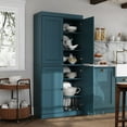 thumbnail image 4 of Palace Imports 100% Solid Wood Kitchen Pantry Storage Cabinet with Solid Doors and Adjustable Shelves, Teal Blue, 4 of 7