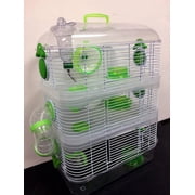 Mcage 3-Solid Story Expansible & Customizable Clear Acrylic 3-Story Hamster & Gerbil Habitat Mouse Home Cage with 3 Exercise Wheels