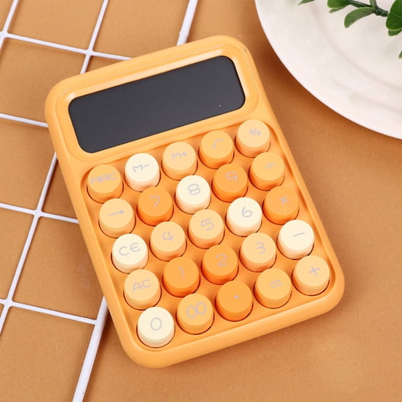 Byujiro Calculator Cute Portable Basic Calculator with Clear Large LCD Display, Silent Easy-Press Round-Key Calculator for Students, Office, School & Daily Math Use
