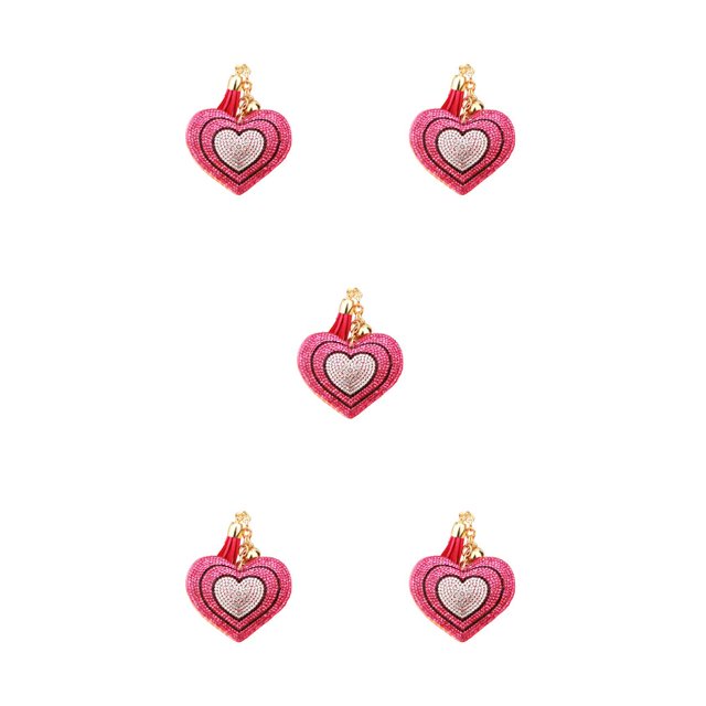 QualitChoice Porte-Clés Pompon Porte-Clés en Daim Jour de la Saint-Valentin Multicolore Porte-Clés Polyvalent Sac de Fabrication Décor Coeur Porte-Clés Rose Rouge 5Set