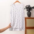 thumbnail image 2 of QSAWXQZ Women's Modal Bow Detail Printed Pajama Tank Crew Neck Sleeveless High Low Hem Layering Top Lounge for Summer 2XL, 2 of 5