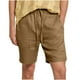 thumbnail image 1 of Pantalones de Hombre Elástico Cintura Músculo Casual Imitación Algodón Lino Textura Atado Cinco Cuartos de Pantalones Cortos, 1 of 7