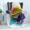 thumbnail image 4 of Sketchy Soft Flannel Fleece Throw Blanket, Funny Monkey Animal with a Bowtie on Geometric Watercolor Style Backdrop, Cozy Plush for Indoor and Outdoor Use, 50" x 70", Multicolor, by Ambesonne, 4 of 5