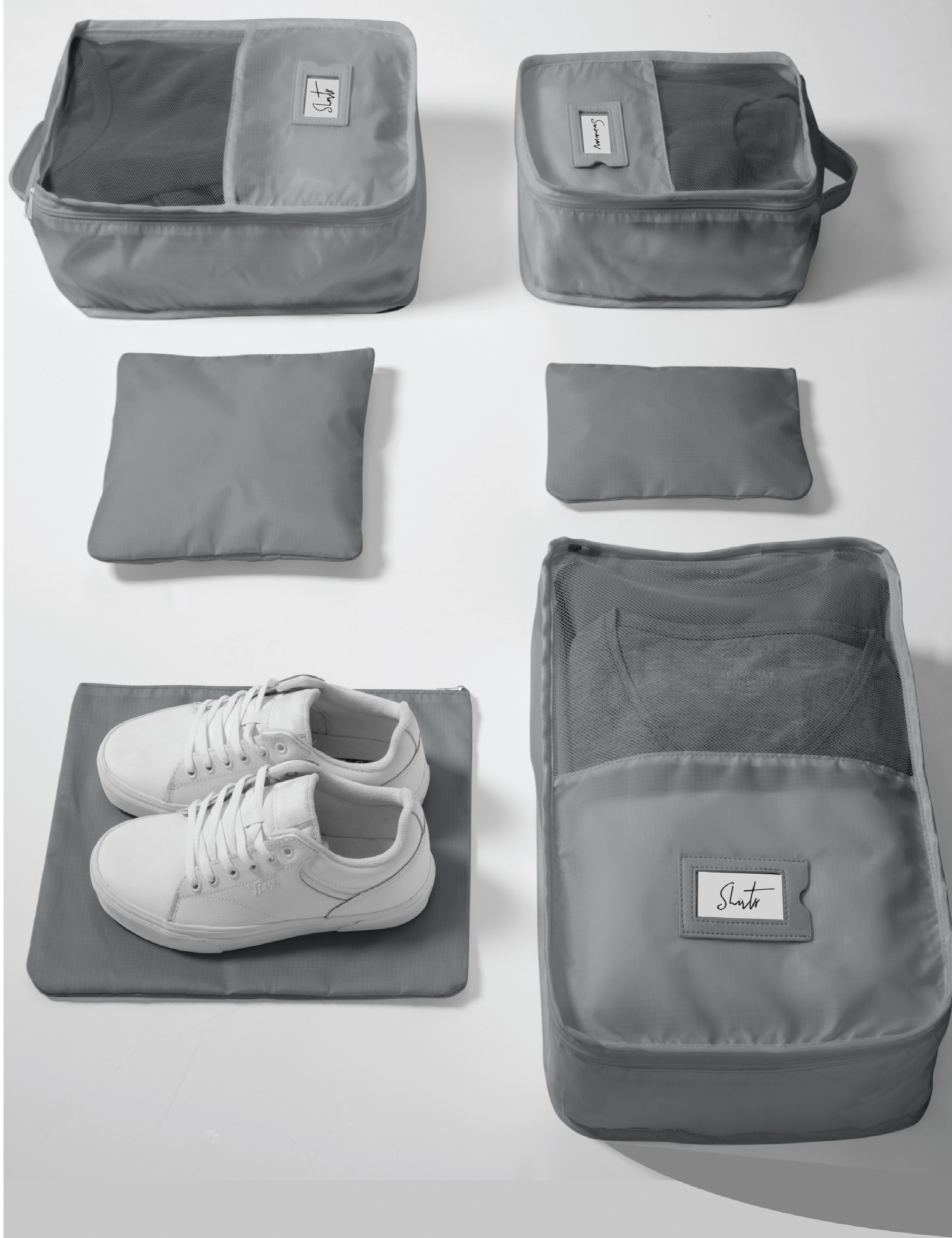 Ruby + Cash 6 Piece Deluxe Packing Cube Set in Grey