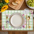 thumbnail image 4 of Easter Bunny Placemats Set of 6, Spring Flower Daisy Tulips Green Checkered Placemats for Dining Table, Place Mats for Kitchen Tabletop, Waterproof Wipeable Dining Table Mats Set, 4 of 9