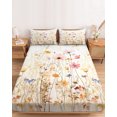thumbnail image 2 of Twin Sze Fitted Sheet Set - Colorful Wildflower 2 Piece Bedding Sets 16" Deep Pocket Fitted Sheet with 1 Pillowcase, Botanical Vintage Floral Country Retro Brushed Microfiber Hotel Luxury Bed Sheets, 2 of 9