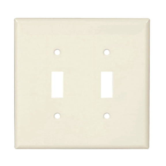 Cooper PJ2LA Light Almond Mid-Size Unbreakable Two Gang Toggle Light Switch Wall Plate