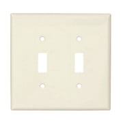 Cooper PJ2LA Light Almond Mid-Size Unbreakable Two Gang Toggle Light Switch Wall Plate