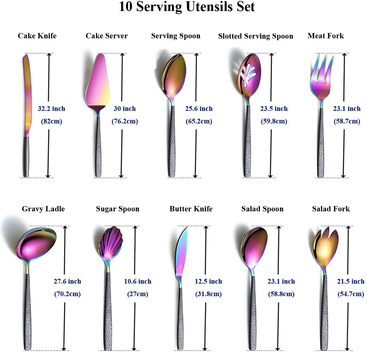 Slotted Serving Spoon Sugar Spoon Salad Fork Shiny Copper Head With Black Mars Handle Cold Meat Fork 10 Serving Spoons Cake Knife Cake Server Salad Spoon Gravy Ladle Metal Serving Utensils 