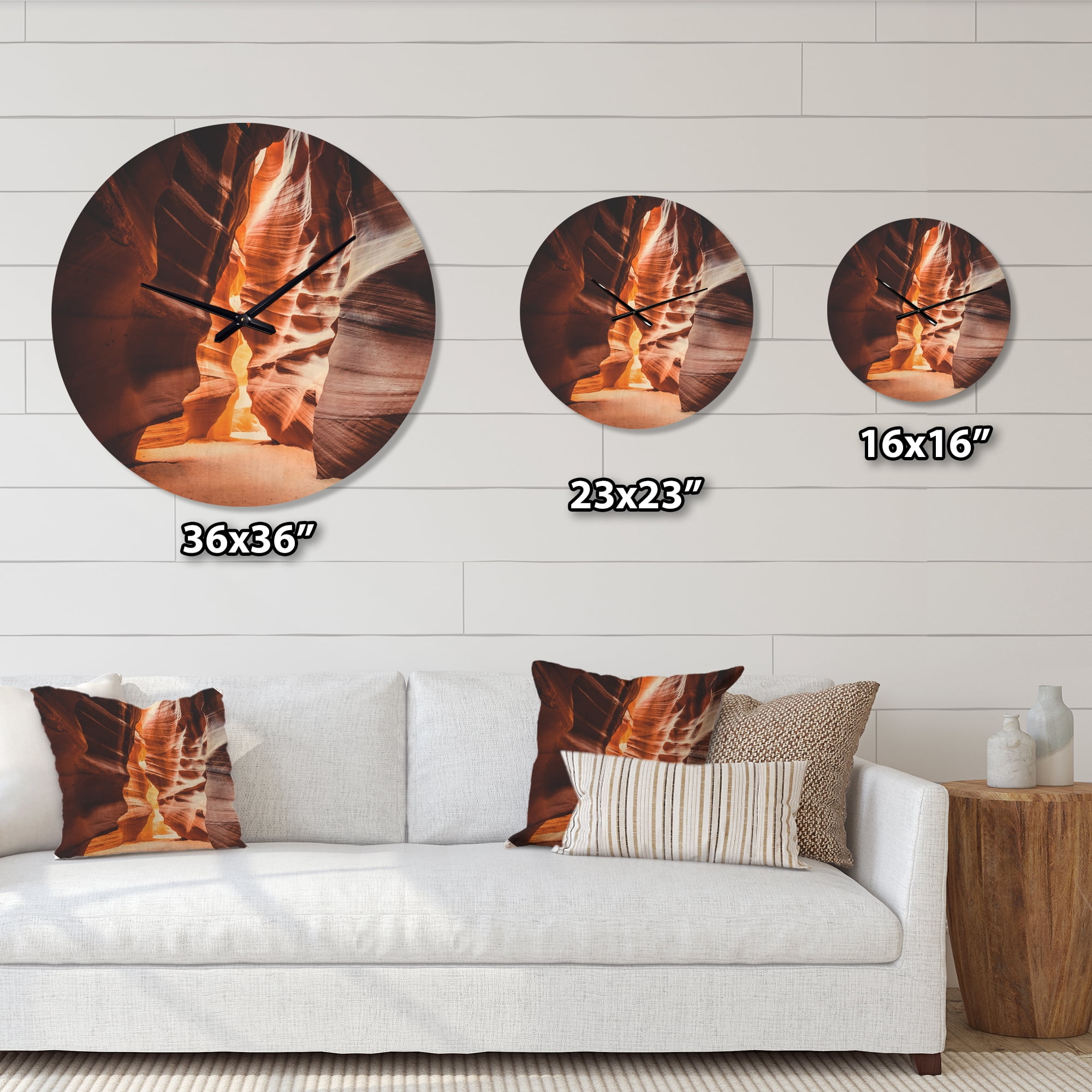 Designart 'Antelope Canyon in Sunshine Landscape' Modern Wood Wall Clock