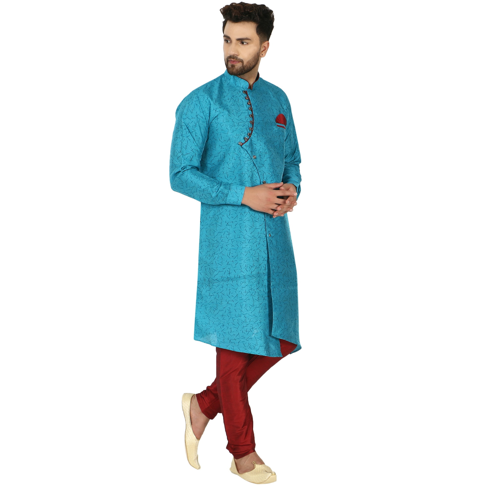 SKAVIJ Kurta Pajama Set for Men Traditional Wedding Party Dress Turquoise XL Walmart