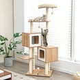 thumbnail image 2 of Costway 64.5" Multi-layer Wooden Cat Tree Indoor Tower Activity Play Center Cat House, 2 of 10