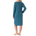 thumbnail image 3 of INSPIRE CHIC Womens Nightgown Long Sleeve Slit High Low Hem Rayon Built in Bra with Pockets Sleepdress Nightwear Pregnancy 2XL Blue, 3 of 5