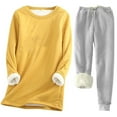 thumbnail image 1 of Pisexur Ensembles 2 Pcs pour Femmes Ensembles de Pyjama en Molleton Chaud pour Femmes 2 Pcs Chandail à Col Rond Pantalon de Pyjama Ample Vêtements de Détente Décontractés Tenues d'Hiver Surdimensionnées Grande Taille P-5TG, 1 of 2