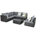 thumbnail image 1 of Gymax Set of 7 Rattan Sofa Set Sectional Conversation Furniture Set Patio Gray, 1 of 6