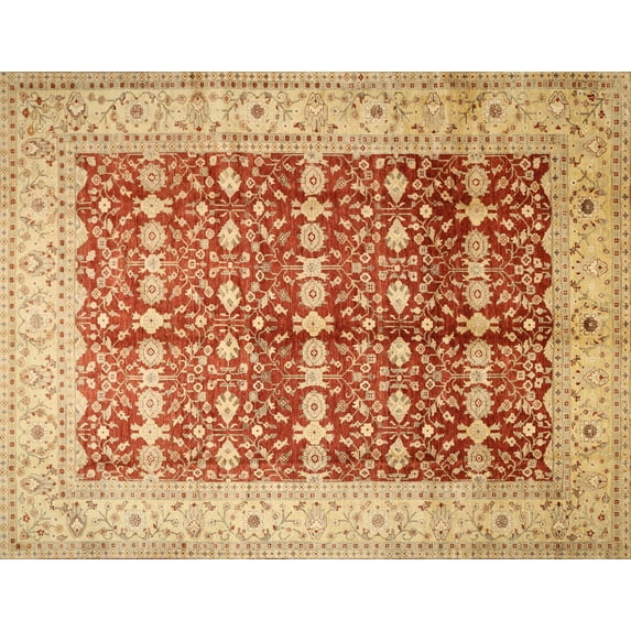 Ahgly Company Machine Washable Indoor Rectangle Traditional Orange Red Area Rugs, 4' x 6'