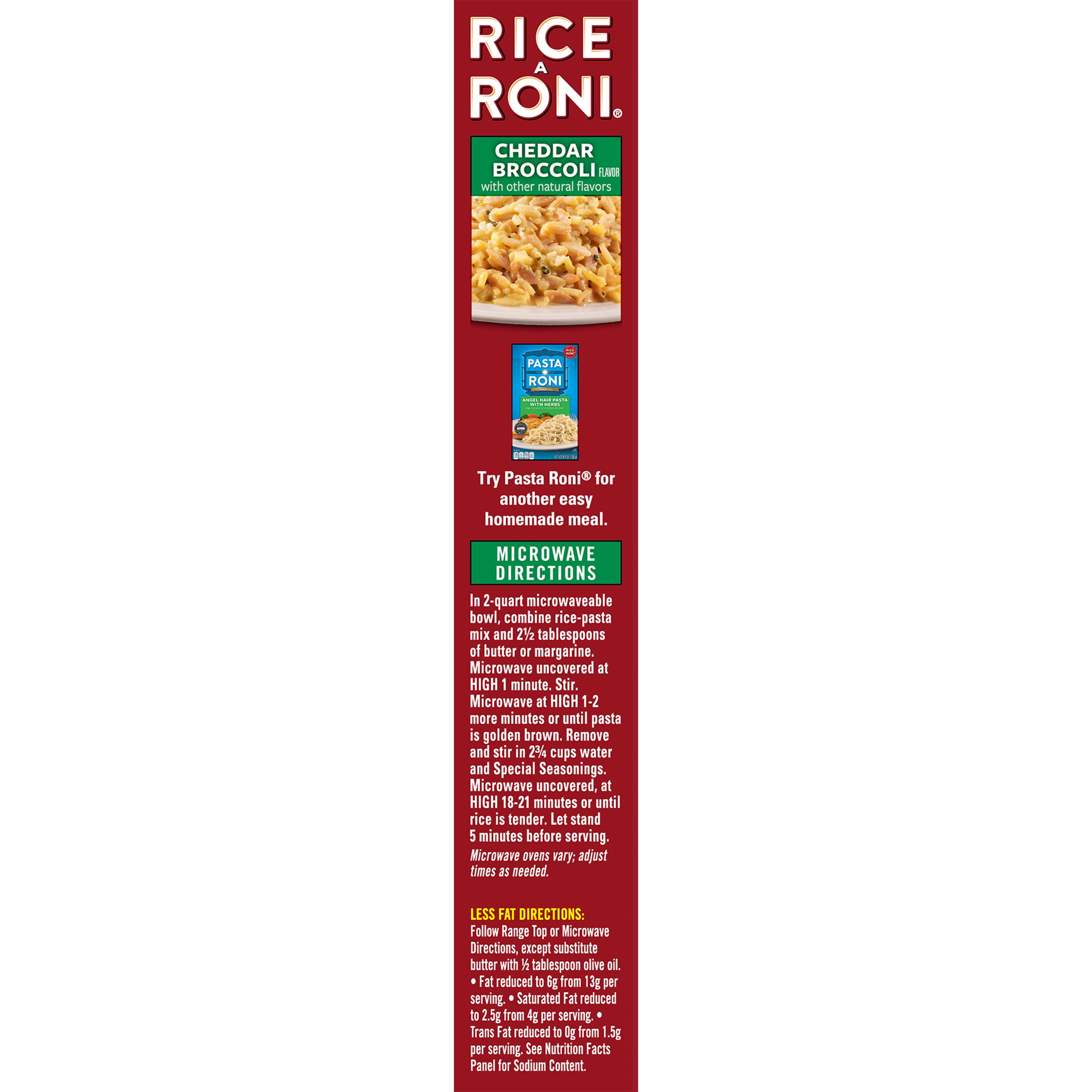 Rice-A-Roni Cheddar Broccoli Flavor Rice, 6.5 oz Cardboard Box, Packaged Meal, Dry Uncooked Rice