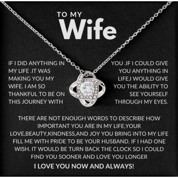 To My Wife Necklace from Husband with Message Card Romantic Gifts for Wife S925 Sterling Silver Necklace for Women, Wife Jewelry Rose Gold, Wife Birthday Anniversary Valentines Mothers Day Gifts