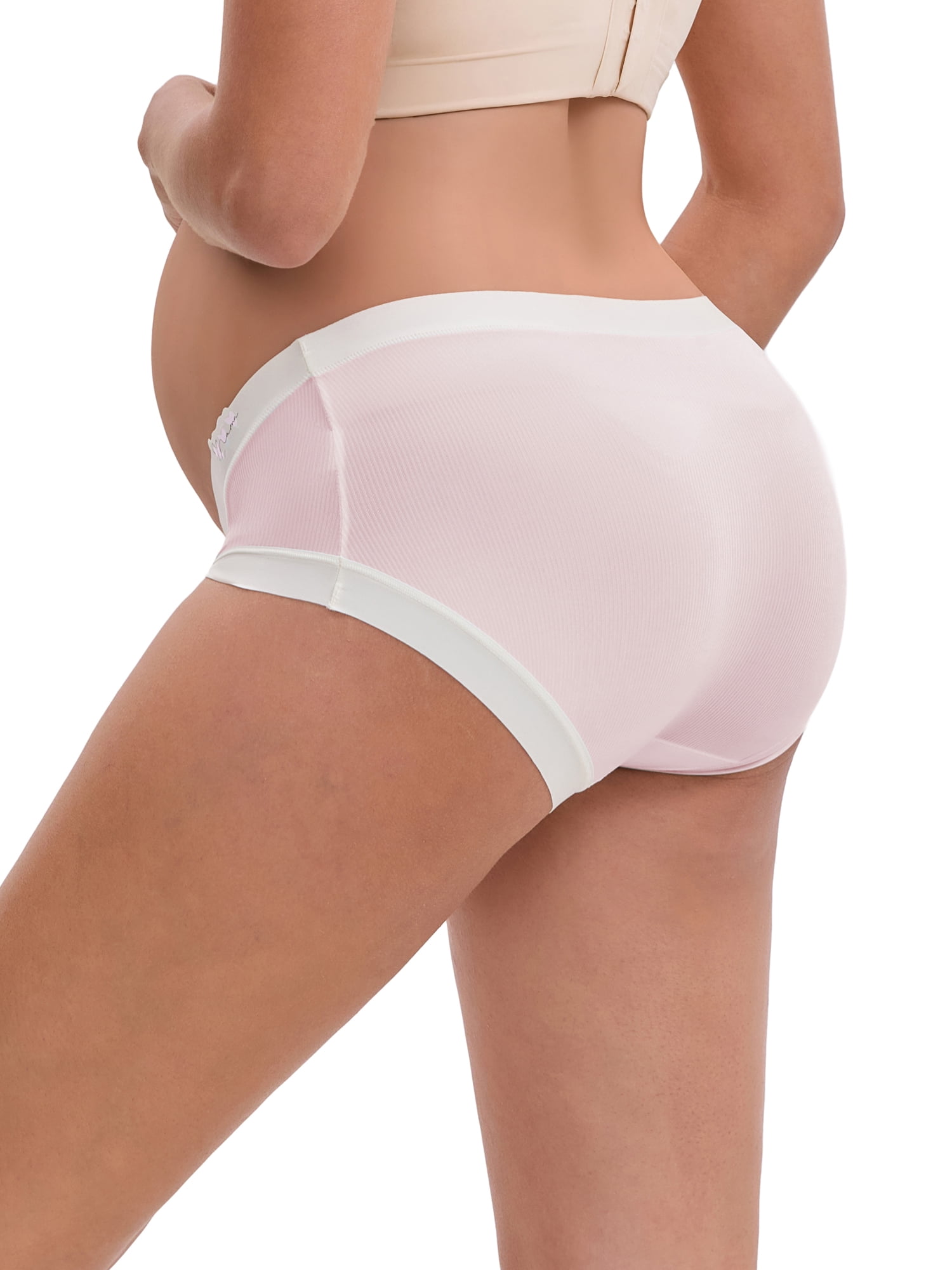 DARING DIVA Ice Silk Maternity Panties Under the Bump Briefs XL 1 Pink 1 Beige