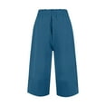 thumbnail image 2 of AKOEE Cotton Linen Capris for Women with Pockets Drawstring Elastic Waist Wide Leg Beach Lounge Capri Pants (S, Sky Blue), 2 of 5