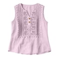 thumbnail image 4 of Women's Cotton Linen Vest, V Neck Sleeveless Embroidered Tank Top, Bohemian Style Casual Summer Top for Beach, Travel, Daily Wear and Layering-Pink, 4 of 8