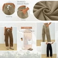 thumbnail image 5 of SUNBS Womens Corduroy Pants Fall Barrel Linen Pant Winter Casual Wide Leg Pants Womens Cargo Pants with Pockets, 5 of 7