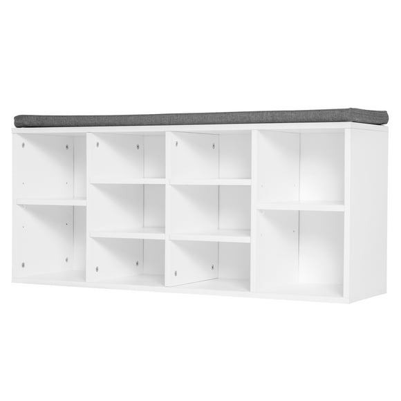 HOMCOM Shoe Bench with Storage Entryway Bench with Adjustable Shelves White