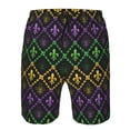 thumbnail image 3 of Goofa Mardi Gra Geometric Printed Mens Swim Trunks Summer Quick Dry Short Beach Swimwear Bathing Suits-, 3 of 9
