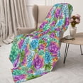 thumbnail image 3 of Rateoe Succulents Pattern Flannel Throw Blanket, Ultra-soft Blanket for Bed, Couch, Car, Hypoallergenic Anti-pilling blanket-50"x40"(Vertical), 3 of 6