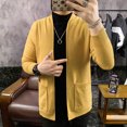 thumbnail image 4 of Chaquetas de punto para hombre, abrigo de suéter de color sólido para hombre, cuello en V, cárdigan suave de piel de conejo, prendas de vestir exteriores, 4 of 5