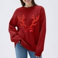 thumbnail image 2 of Ribbed Sweaters for Women Christmas Elk Cardigan Long Sleeve Crew Neck Cardigans Warm Knit Pullover Tops Loose Casual Sweatshirts Basic Winter Outfits, 2 of 8
