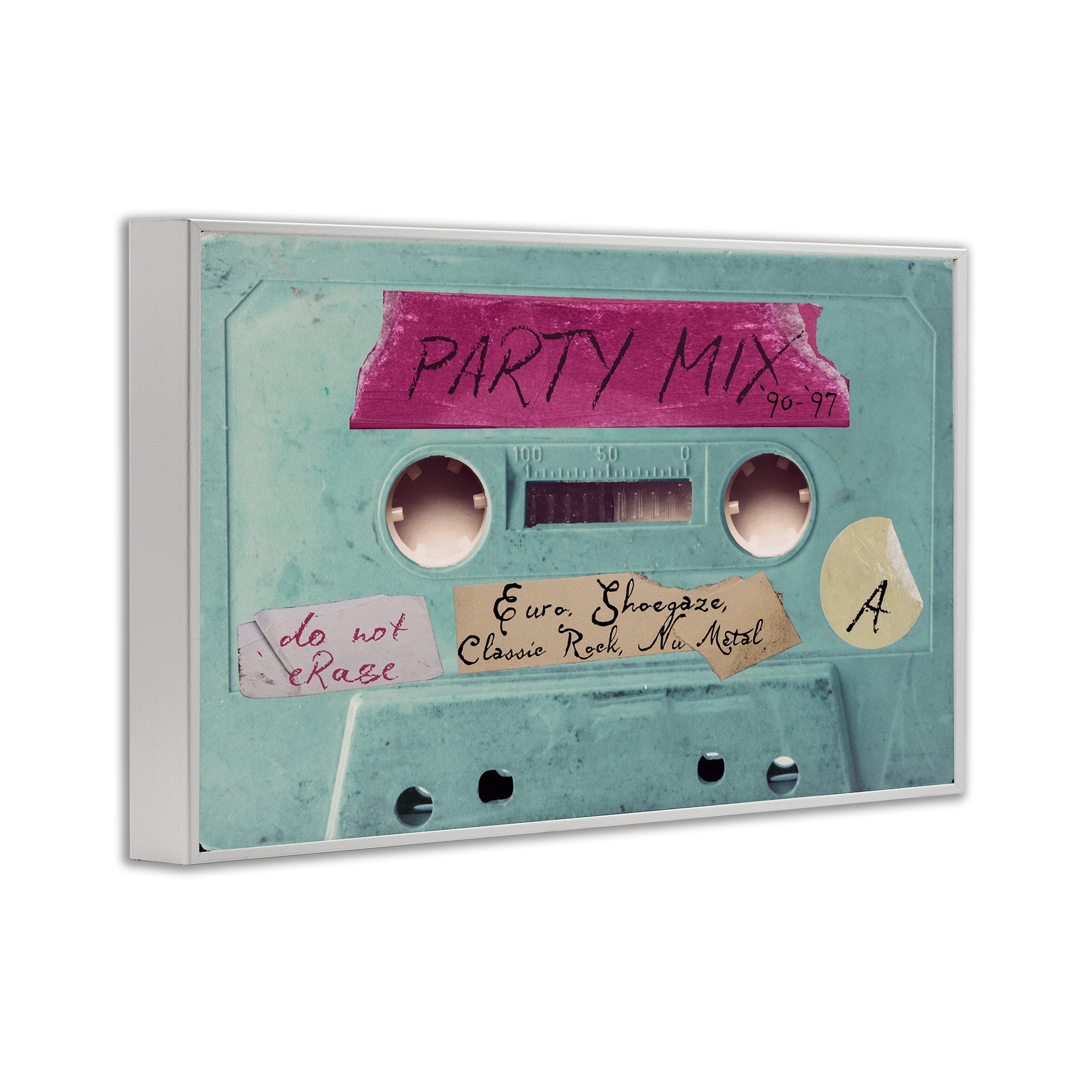 Stupell Industries Retro Party Mix Cassette White Framed Giclee Art, design by Annabelle Hall