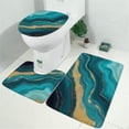thumbnail image 2 of Teal Gold Wave Marble Pattern Bathroom Rugs Sets 3 Piece,Toilet Cover Set,Absorbent Non Slip Bathroom Mats Sets with U-Shaped Contour Rug Toilet Rug Set, 2 of 5