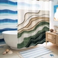 thumbnail image 5 of No Hook Shower Curtain with Built-in Rings - Gradient Green Brown Beach Washable Waterproof Fabric Bathroom Curtains for Hotel,Rentals, 72X 96 Inch Extra Long , Abstract Coastal Ocean Wave, 5 of 9