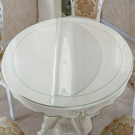 

TFCFL Protable Waterproof Soft Glass Mat PVC Clear Round Table Transparent Tablecloth