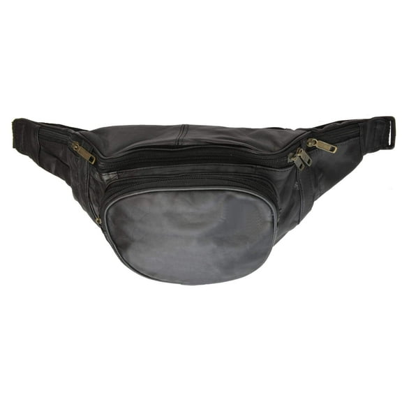 Genuine Leather Waist Bag Fanny Pack with Round Front Pocket and Adjustable Strap 030 (C)