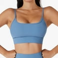 thumbnail image 2 of SWSMCLT Women's Yoga Crop Top Summer Quick Dry Ribbed Fitted Gym Workout Camisole Shirt with Built-in Bra Push Up Support Padded Cami Sexy Blue 10, 2 of 4